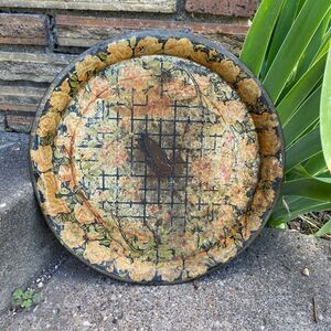 Vintage Rustic Barware Tin Tray Butterfly Roses Wall Decor Shabby Chic 14"